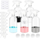 5 PACK/16 OZ Glass Spray Bottles with Upgraded Adjustable Spray Nozzle, Refillable Containers with Silicone Sleeve, Spray Bottle for Hair&Cleaning Solutions&Essential Oils-Pink Blue Gray Black White by GreenHaven Gardens
