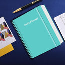 Daily Planner Undated - A4 To Do List Notebook Hourly Schedules, Spiral Appointment Planner for Women and Men,PVC Hardcover, Inner Pocket, Elastic Closure, 8.5" x 11", Teal by TinyTreasures Baby Boutique