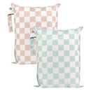 Tiny Twinkle Mess-Proof Waterproof Wet Dry Bag | 2-Pack Reusable Wet Bags for Swimsuits & Baby Clothes | Leakproof Wet Bag for Travel & Diaper Changes for Baby (Unisex Checkers) by TinyTreasures Baby Boutique