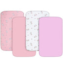 Graco Pack 'n Play Sheets Fitted (4 Pack), Ultra Soft, Mini Crib Sheets, Breathable, Pink by TinyTreasures Baby Boutique