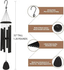 Wind-Chimes-Outdoor-Large-Decor, Deep Tone Soothing Melodic Tones Windchimes, Wind Chimes for Outside, Memorial Wind Chime Best Gift for Mom Women Grandma Neighbors（32" Black） by CozyNest Decor