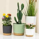 ZMTECH Plant Pots, Set of 6 6.5'' Self Watering Plastic Planter with Drainage Hole and Saucer,Modern Decorative Flower Pot for Indoor Outdoor House Plants, Succulents, Flowers - Green by GreenHaven Gardens