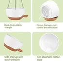 2 Pack Hanging Planters for Indoor Outdoor Plants, 12 Inch Self Watering Hanging Pot with Drainage Holes and Saucer, Plastic Plant Pots, White Brown Flower Pots for Kitchen, Balcony, Garden by CozyNest Decor