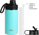 DRINCO Stainless Steel Water Bottle Spout Lid Vacuum Insulated Double Wall Water Bottle Wide Mouth (40oz 32oz 22oz 18oz 14oz) Leak Proof Keeps Cold or Hot (14 oz, 14oz Teal) by CozyNest Decor