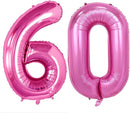 GOER Number 60 Balloons for 60th Birthday Party Decorations,42 Inch Jumbo Foil Helium Balloons for 60th Anniversary (Hot Pink) by TinyTreasures Baby Boutique