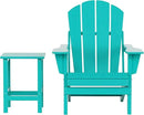 WO Home Furniture Adirondack Chair Table Set of 2 PCS Outdoor Folding Chair w Side Table Weather/UV Resistant for Lawn, Garden, Bon Fire, Balcony (Turquoise) by GreenHaven Gardens