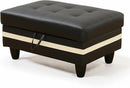Ottoman Rectangular Storage Ottoman Bench, Faux Leather Footrest, Coffee Table, Stool Footstool with Hinged Lid for Living Room, Bedroom, Entryway, Black with White Strip, 35"x23.5"x17.5" by CozyNest Decor