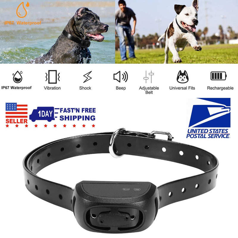 Dog Bark Collar IP67 Waterproof Rechargeable Dog Training Receiver Shock Collar Receiver with Beep Vibration Shock 9 Levels 1640ft Remote Range, photo 2 of 8