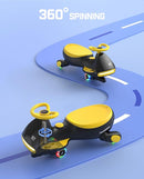 FanttikRide 6V N7 Classic Electric Wiggle Car with Pedal, Rechargeable Battery, Ride on Toys, Swing Car, 2 Speeds, Anti-Rollover, Flashing Light Wheels, Bluetooth, for Ages 3 and Up, 150 Lbs, Yellow by TinyTreasures Baby Boutique