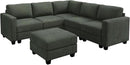 HONBAY Corduroy Modular Sectional Couch with Storage L-Shaped Sectional Couches for Living Room 6 Seater Modular Sofa, Green by CozyNest Decor