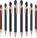 8 Pieces Ballpoint Pen with Stylus Tip Black Ink 2 in 1 Stylus Metal 1.0 mm Medium Point Smooth Pen Rainbow Colorful Rubberized Ballpoint for Touch Screen Tablet(Red, Green, Navy, Black) by TinyTreasures Baby Boutique