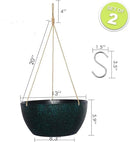 13 Inch 2 Pack Large Hanging Planters for Indoor Outdoor Plants, Plastic Hanging Basket Pots for House Plants Flowers, Black Speckles by GreenHaven Gardens