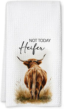 Not Today Heifer Highland Cow Hand Towels for Farmhouse Kitchen Bathroom Decor | Funny Waffle Weave Microfiber Dish Towel Western Gift by CozyNest Decor