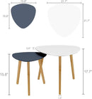 BAMEOS Bamboo Nesting Triangle End Table,Set of 2 Coffee Table Modern Minimalist Side Table for Living Room, Balcony in White & Grey by CozyNest Decor