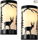 Wall Sconces Set of Two,Deer Cream White Parchment Rustic Wall Sconces,Farmhouse Black Sconce Light,Industrial Metal Indoor Wall Light Fixtures,Wall Lamps for Bedroom,Living Room,Hallway by CozyNest Decor