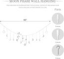 Mkono Moon Phase Wall Hanging Boho Aesthetic Room Decor Metal Moons Garland Hanging Art Bohemian Home Decoration for Girls Room Nursery Bedroom Livingroom Dorm, Ideal, Silver, 55" by CozyNest Decor
