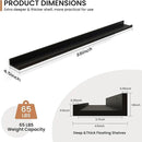 Fun Memories Picture Ledge Shelves Set of 2, 55 Inch Rustic Wall Mounted Floating Shelves with Lip for Home Storage and Décor in Bathroom, Kitchen, Nursery, Bedroom, Living Room, Black by CozyNest Decor