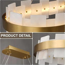 37.4" Natural Spanish Alabaster Rectangle Chandelier, Adjustable Luxury Ceiling Light for Dining Room Over Table, Kitchen Island, Modern Marble Chandeliers for Bedroom, Foyer, Entryway by CozyNest Decor