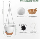 Hanging Planters for Indoor Outdoor Plants, 2 Pack Self Watering Hanging Pot with Drainage Holes & Removable Tray (White, 8'') by GreenHaven Gardens