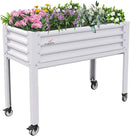 A ANLEOLIFE Galvanized Raised Garden Bed with Legs,48x24x35in Large Elevated Planter Box on Wheels with Drainage Holes for Backyard, Balcony, Patio, 600lb Capacity, Antique White by GreenHaven Gardens