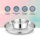 Children's 304 18/8 Stainless Steel Dinnerware Set | 1 Plate (21 cm) and 1 Bowl (10 ounces) | Matte Finish | 100% BPA Free | Non-Toxic | Dishwasher Safe by TinyTreasures Baby Boutique