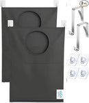Hanging Laundry Hamper Bag – Space-Saving Dirty Clothes Storage with Free Adjustable Stainless Steel Over-the-Door Hooks & Suction Cup Hooks – Ideal for bathrooms, bedrooms & dorms (2, Gray) by CozyNest Decor