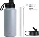 DRINCO Stainless Steel Water Bottle Spout Lid Vacuum Insulated Double Wall Water Bottle Wide Mouth (40oz 32oz 22oz 18oz 14oz) Leak Proof Keeps Cold or Hot (32 oz, 32oz Asphalt Gray) by CozyNest Decor