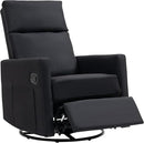 Swivel Rocker Recliner Chairs Set of 2, Upholstered Fabric Nursery Rocking Glider Chair with Adjustable Backrest and Footrest, Lay Flat Recliner Single Lazy Sofa for Living Room(Black) by TinyTreasures Baby Boutique