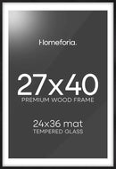 Homeforia Oak Wooden Poster Frame, 27x40, Black, Matted, Wall Mount, Modern Style, Set of 1 by CozyNest Decor