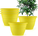 10" Planter Pot for Indoor Plants 5 Pack Plant Pots with Drainage Hole and Rubber Plug, Durable Lightweight Flower Pots Perfect for Home Decor, Yellow by GreenHaven Gardens