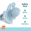 RaZbaby RaZberry Silicone Teether Pacifier – Teething Relief for Infants, Food-Grade, Hands & BPA Free, Natural Berrybumps Fruit Texture for Sensory Development, Freezable, 2-Pack - Dark & Light Blue by TinyTreasures Baby Boutique