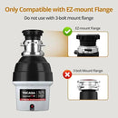 3/4 HP Batch Feed Garbage Disposal, TECASA Stainless Steel Food Waste Grinding System for Kitchen Sink Food Waste, Power Cord Included, Sound Reduction, Grey and Black - HyperCrush 75 BF by CozyNest Decor