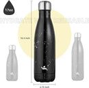 Insulated Water Bottles,17 oz Double Wall Stainless Steel Vacumm Metal Flask for Sports Travel,Marble Midnight by CozyNest Decor