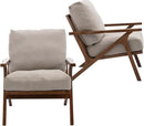 HNY Set of 2 Mid Century Accent Chair, Faux Leather Upholstered Armchair with Wood Frame and Canvas Cushions, Leisure Reading Chair Slipper Chair for Living Room, Bedroom, Beige by CozyNest Decor