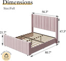HOMBCK Pink Full Size Bed Frame Upholstered Bed with Velvet Tufted Headboard & Footboard, Mattress Foundation/Wooden Slats/Noise Free/No Box Spring Needed/Easy Assembly by CozyNest Decor