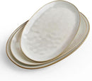 famiware Serving Platter, Oval 15.59/14.3/12.9 inch Serving Dishes for Entertaining, Serving Bowls, Microwave Safe, Stonware Serving Trays for Party, Turkey, Cheese, Ocean Series, Cappuccino White by CozyNest Decor