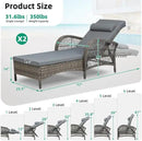 VIVIJASON Outdoor Wicker Chaise Lounge Chair Set of 2, All-Weather PE Rattan Cushioned Patio Lounger Chairs, 6-Position Adjustable Outside Pool Sunbathing Recliner with Armrest & Pillow, Gray by CozyNest Decor
