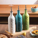 Sweejar Large Olive Oil Dispenser Bottle with Spout, 24 Oz Ceramic Oil Dispenser for Kitchen, Relief Opaque Oil Cruet, Oil Container for Cooking, EVOO, Avocado Oil, Vinegar, Pack of 1 (Gradient Blue) by CozyNest Decor