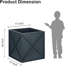 SUNNYPARK Large Metal Planter Box 17”x 17”x 18”, Square Modern Grey Metal Planter Box Heavy Duty with Drainage Holes for Outdoor Garden Patio by CozyNest Decor