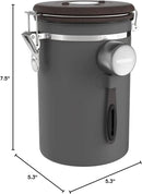 HAIOOU Airtight Coffee Canister Wood Grain [New Version], 22OZ Large Stainless Steel Coffee Bean Storage Container with Date Tracker, Measuring Scoop, CO2 Releasing Valves - Walnut and Gray by CozyNest Decor
