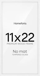 Homeforia 11x22 Newspaper Frame White, High End Oak 11 x 22 Picture Frames Wood without Mat, 22x11 Thin Wooden Poster Frames for Wall, 11 by 22 Display Photo Frames, Tempered Glass, Wall Kit, Set of 1 by CozyNest Decor
