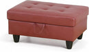 Ottoman Rectangular Storage Ottoman Bench, Faux Leather Footrest, Coffee Table, Stool Footstool with Hinged Lid for Living Room, Bedroom, Entryway, Red, 35"x23.5"x17.5" by CozyNest Decor