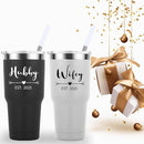 Mamihlap Hubby & Wifey Est 2025 Travel Mug 30oz Tumbler.Valentine’s Day Gifts.Anniversary Wedding Engagement Gifts.Gift for Couple Her Him Bridal Shower Husband Wife Newlywed Couple.(Black&White) by TinyTreasures Baby Boutique