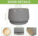 G EPGardening Ceramic Pot for Plants - Modern 6 Inch Round Planter Indoor with Drainage and Tray for Indoor Outdoor Flower, Patio Decor, Teacher Gifts, Grey by GreenHaven Gardens
