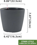 Dexceder 9x8 Self Watering Planters Indoor, Inner Mat Design, Table Flower Plant Pot with Water Level Indicator (2 Pack, Gray) by GreenHaven Gardens