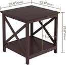 ChooChoo End Table, 24 Inch End Table with 2-Tier Storage Shelf, Side Table for Living Room, Wood Nightstand for Bedroom, Office, Painted Surface, Espresso by CozyNest Decor
