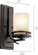 Kichler Hendrik 12” Wall Light Fixture in Olde Bronze with Umber Etched Glass, 1-Light Wall Lamp for Bedroom or Living Room, 5076OZ by CozyNest Decor