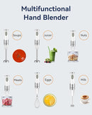 Immersion Blender Handheld 1000W 5 in 1 Corded Stick Hand Blender Kitchen with 12 Speed, BPA-Free, Mixing Beaker, Chopper, Whisk, Milk Frother, Perfect Emulsifier for Soup, Baby Food, Sauce, Puree by TinyTreasures Baby Boutique