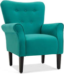 BELLEZE Modern Accent Chair for Living Room, High Back Armchair with Wooden Legs, Upholstered Wingback Chair Padded Armrest Single Sofa Club Chair for Living Room, Bedroom - Allston (Mallard Teal) by CozyNest Decor