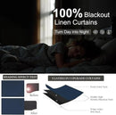 Navy Blue Blackout Curtains for Living Room 84 Inch Length 2 Panel Set Back Tab Pocket Midnight Dark Blue Black Out Linen Window Drape Thermal Insulated Room Darkening Curtain for Bedroom Boys 84 Long by CozyNest Decor